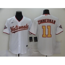 Men's Nike Washington Nationals #11 Ryan Zimmerman White Gold Home Stitched Baseball Jersey