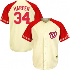 Men's Majestic Washington Nationals #34 Bryce Harper Replica Cream/Red Exclusive MLB Jersey