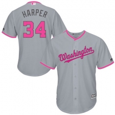 Men's Majestic Washington Nationals #34 Bryce Harper Replica Grey 2016 Mother's Day Cool Base MLB Jersey