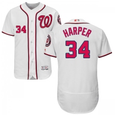 Men's Majestic Washington Nationals #34 Bryce Harper White Home Flex Base Authentic Collection MLB Jersey