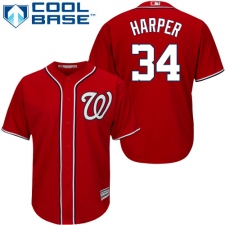Youth Majestic Washington Nationals #34 Bryce Harper Authentic Red Alternate 1 Cool Base MLB Jersey