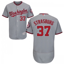 Men's Majestic Washington Nationals #37 Stephen Strasburg Grey Road Flex Base Authentic Collection MLB Jersey