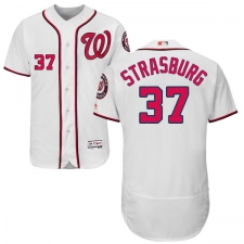 Men's Majestic Washington Nationals #37 Stephen Strasburg White Home Flex Base Authentic Collection MLB Jersey