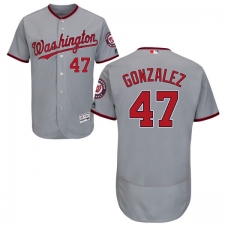Men's Majestic Washington Nationals #47 Gio Gonzalez Grey Road Flex Base Authentic Collection MLB Jersey