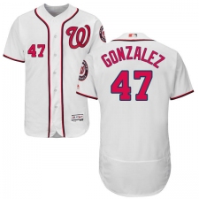 Men's Majestic Washington Nationals #47 Gio Gonzalez White Home Flex Base Authentic Collection MLB Jersey