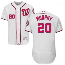 Men's Majestic Washington Nationals #20 Daniel Murphy White Home Flex Base Authentic Collection MLB Jersey