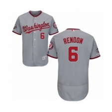 Men's Washington Nationals #6 Anthony Rendon Grey Road Flex Base Authentic Collection 2019 World Series Champions Baseball Jersey
