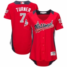 Women's Majestic Washington Nationals #7 Trea Turner Game Red National League 2018 MLB All-Star MLB Jersey