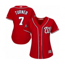 Women's Washington Nationals #7 Trea Turner Authentic Red Alternate 1 Cool Base 2019 World Series Bound Baseball Jersey