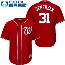 Youth Majestic Washington Nationals #31 Max Scherzer Replica Red Alternate 1 Cool Base MLB Jersey