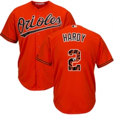 Men's Majestic Baltimore Orioles #2 J.J. Hardy Authentic Orange Team Logo Fashion Cool Base MLB Jersey