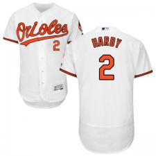 Men's Majestic Baltimore Orioles #2 J.J. Hardy White Home Flex Base Authentic Collection MLB Jersey