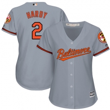 Women's Majestic Baltimore Orioles #2 J.J. Hardy Authentic Grey Road Cool Base MLB Jersey