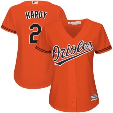 Women's Majestic Baltimore Orioles #2 J.J. Hardy Authentic Orange Alternate Cool Base MLB Jersey