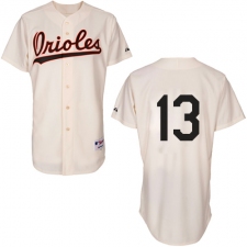 Men's Majestic Baltimore Orioles #13 Manny Machado Authentic Cream 1954 Turn Back The Clock MLB Jersey