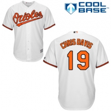 Youth Majestic Baltimore Orioles #19 Chris Davis Authentic White Home Cool Base MLB Jersey
