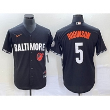 Men's Baltimore Orioles #5 Brooks Robinson Black 2023 City Connect Cool Base Stitched Jersey 1