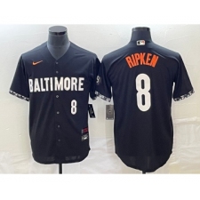 Men's Baltimore Orioles #8 Cal Ripken Jr Number Black 2023 City Connect Cool Base Stitched Jersey 2