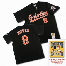 Men's Mitchell and Ness Baltimore Orioles #8 Cal Ripken Authentic Black Throwback MLB Jersey