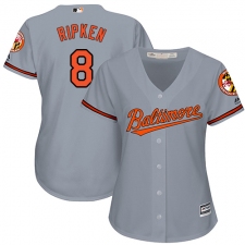 Women's Majestic Baltimore Orioles #8 Cal Ripken Authentic Grey Road Cool Base MLB Jersey