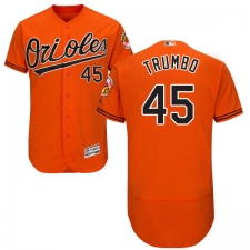 Men's Majestic Baltimore Orioles #45 Mark Trumbo Orange Alternate Flex Base Authentic Collection MLB Jersey