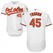 Men's Majestic Baltimore Orioles #45 Mark Trumbo White Home Flex Base Authentic Collection MLB Jersey