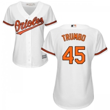 Women's Majestic Baltimore Orioles #45 Mark Trumbo Replica White Home Cool Base MLB Jersey