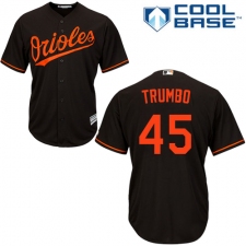 Youth Majestic Baltimore Orioles #45 Mark Trumbo Authentic Black Alternate Cool Base MLB Jersey