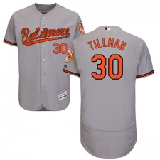 Men's Majestic Baltimore Orioles #30 Chris Tillman Grey Road Flex Base Authentic Collection MLB Jersey