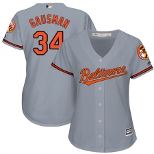 Women's Majestic Baltimore Orioles #34 Kevin Gausman Authentic Grey Road Cool Base MLB Jersey
