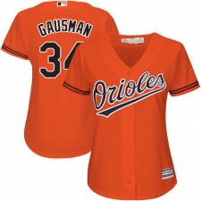 Women's Majestic Baltimore Orioles #34 Kevin Gausman Replica Orange Alternate Cool Base MLB Jersey