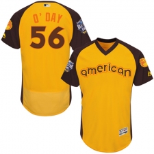 Men's Majestic Baltimore Orioles #56 Darren O'Day Yellow 2016 All-Star American League BP Authentic Collection Flex Base MLB Jersey