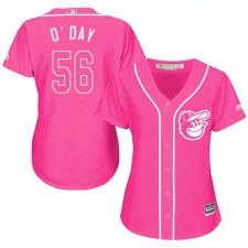 Women's Majestic Baltimore Orioles #56 Darren O'Day Authentic Pink Fashion Cool Base MLB Jersey