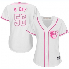 Women's Majestic Baltimore Orioles #56 Darren O'Day Replica White Fashion Cool Base MLB Jersey