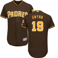 Men's Majestic San Diego Padres #19 Tony Gwynn Brown Alternate Flex Base Authentic Collection MLB Jersey