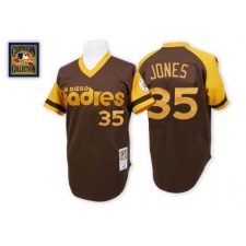 Men's Mitchell and Ness San Diego Padres #35 Randy Jones Replica Brown Throwback MLB Jersey