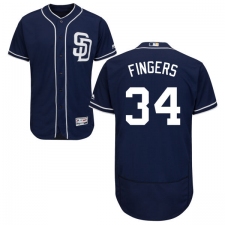Men's Majestic San Diego Padres #34 Rollie Fingers Navy Blue Alternate Flex Base Authentic Collection MLB Jersey