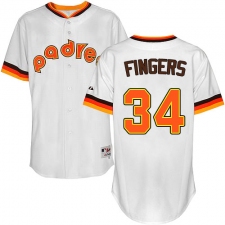 Men's Majestic San Diego Padres #34 Rollie Fingers Replica White 1984 Turn Back The Clock MLB Jersey