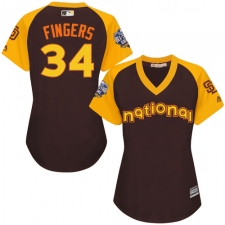 Women's Majestic San Diego Padres #34 Rollie Fingers Authentic Brown 2016 All-Star National League BP Cool Base Cool Base MLB Jersey