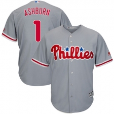 Men's Majestic Philadelphia Phillies #1 Richie Ashburn Replica Grey Road Cool Base MLB Jersey