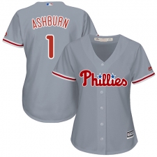 Women's Majestic Philadelphia Phillies #1 Richie Ashburn Authentic Grey Road Cool Base MLB Jersey