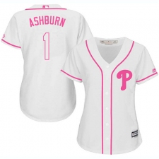 Women's Majestic Philadelphia Phillies #1 Richie Ashburn Replica White Fashion Cool Base MLB Jersey