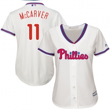 Women's Majestic Philadelphia Phillies #11 Tim McCarver Authentic Cream Alternate Cool Base MLB Jersey