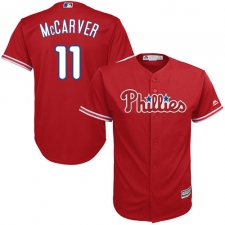 Youth Majestic Philadelphia Phillies #11 Tim McCarver Authentic Red Alternate Cool Base MLB Jersey