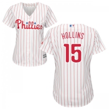 Women's Majestic Philadelphia Phillies #15 Dave Hollins Replica White/Red Strip Home Cool Base MLB Jersey