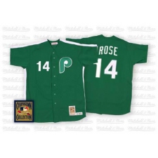 Men's Mitchell and Ness Philadelphia Phillies #14 Pete Rose Authentic Green Throwback MLB Jersey