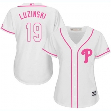 Women's Majestic Philadelphia Phillies #19 Greg Luzinski Authentic White Fashion Cool Base MLB Jersey