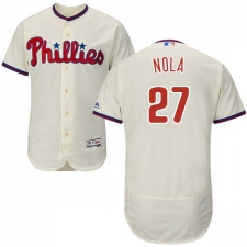 Men's Majestic Philadelphia Phillies #27 Aaron Nola Cream Alternate Flex Base Authentic Collection MLB Jersey