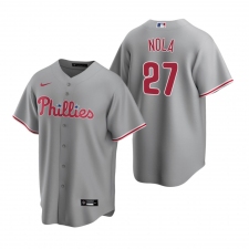 Men's Nike Philadelphia Phillies #27 Aaron Nola Gray Road Stitched Baseball Jersey
