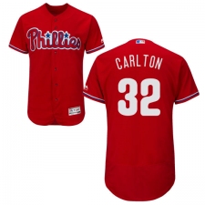 Men's Majestic Philadelphia Phillies #32 Steve Carlton Red Alternate Flex Base Authentic Collection MLB Jersey